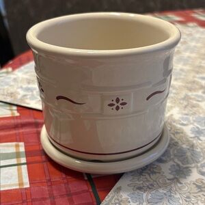Longaberger Ceramic Planter with Saucer
